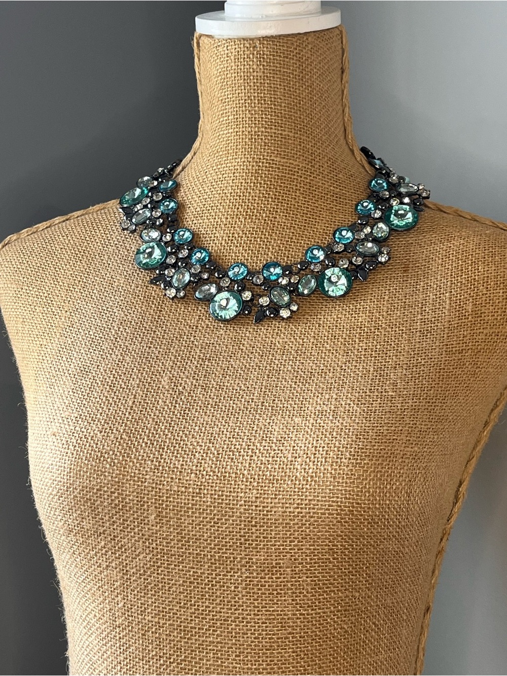 Women's Teal Crystal Statement Necklace